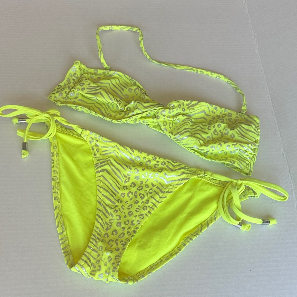 NWOT • PINK Victoria's Secret Neon Yellow Animal Print Bikini